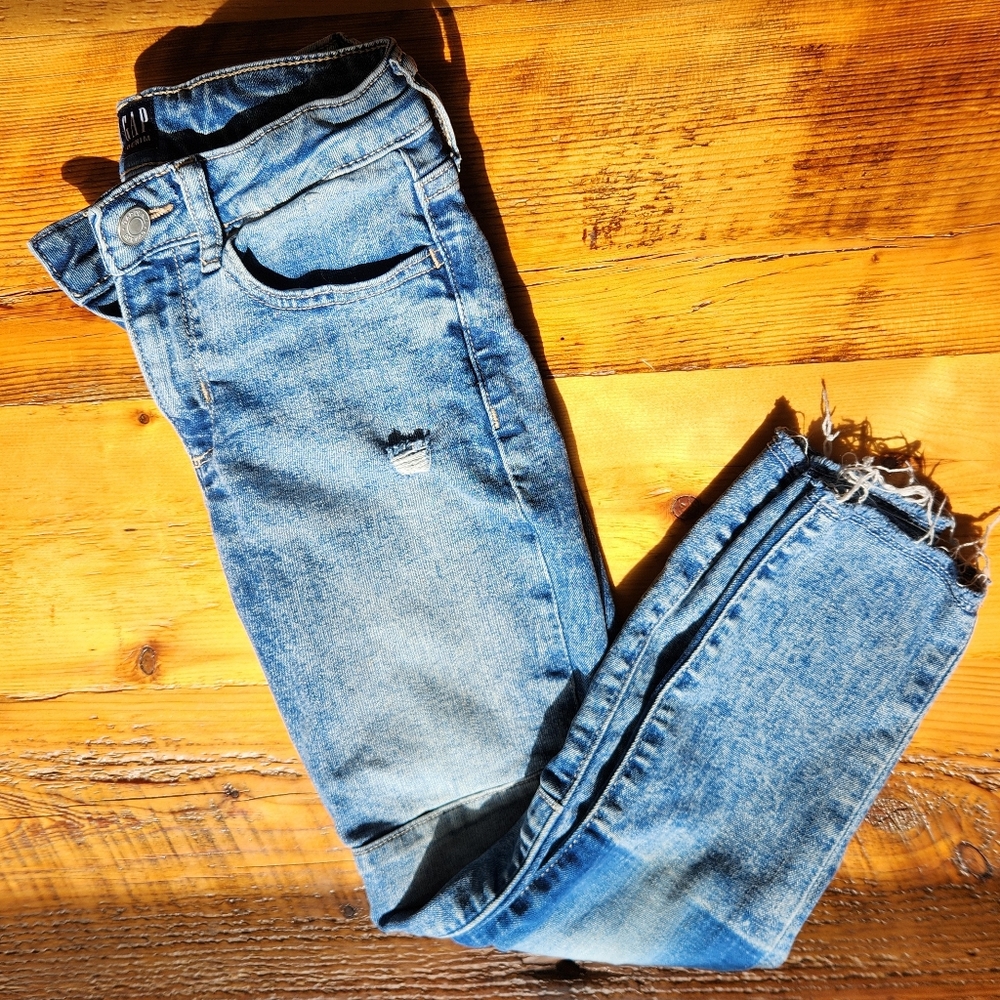 GAP Girls Stretch High Rise Patch Ankle Jegging Skinny Jeans Sz 8